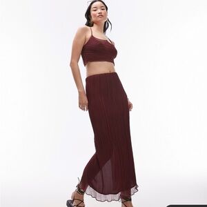 Topshop Plissé Midi Skirt